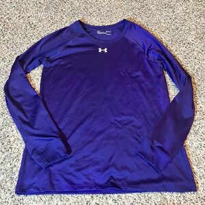 Under Armour HeatGear Purple Long Sleeve Athletic Shirt Women's Medium Loose Fit